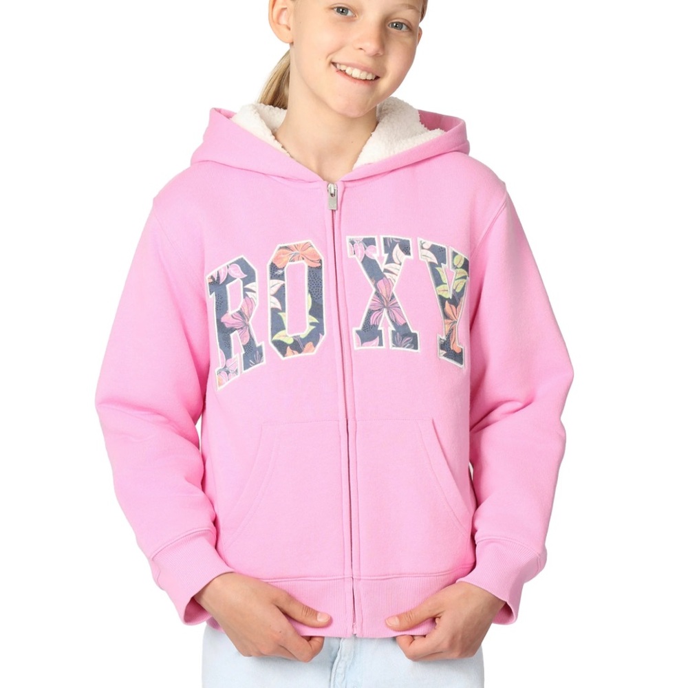 Roxy Youth Plush Lined Pink Hoodie